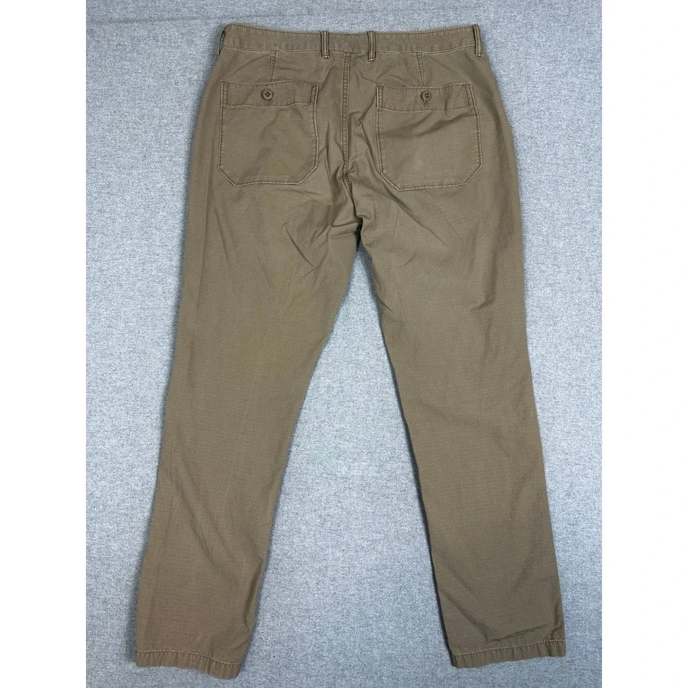 J Crew 770 Pants Mens 35x32 Brown Ripstop Cotton Straight Utility